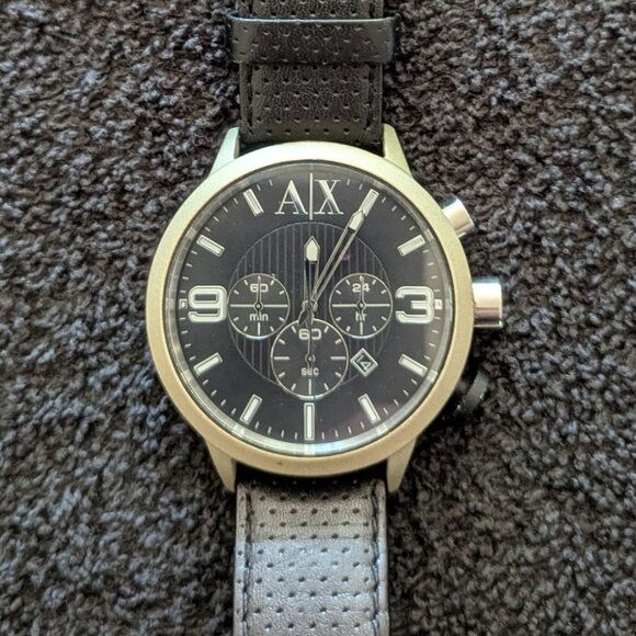 Armani Exchange Men's Quartz Watch with a Black Leather Band - AX1199 - Picture 8 of 8